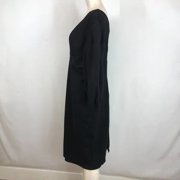 VIXEN MICHELINE PITT - WOMEN'S 3X -BLACK 3/4 LENGTH SLEEVE V NECK DRESS - Picture 6 of 8